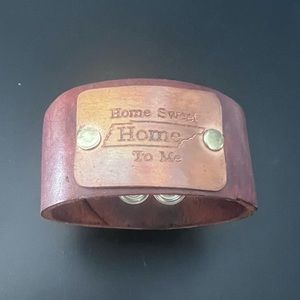 “Home Sweet Home To Me” leather cuff